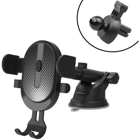 Support de téléphone de voiture à ventouse télescopique avec verrouillage automatique pour grille d'aération (noir) (1/5)