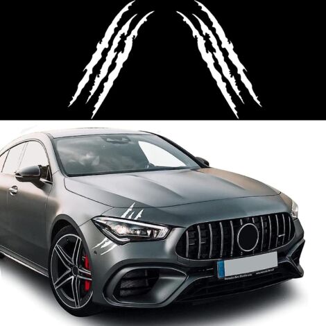 Paire d'autocollants décoratifs blancs en vinyle représentant des griffes de monstre pour phares et sourcils de voiture. (1/5)