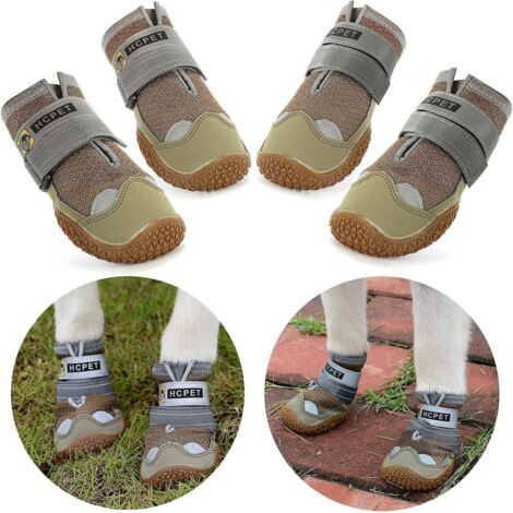 Bottes imperméables pour chiens de taille moyenne et grande - Lot de 2 paires couleur kaki (taille 2) (1/5)