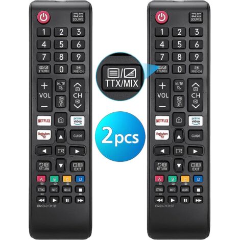 Télécommande universelle pour téléviseur intelligent Samsung BN59-01315B - Lot de 2, télécommande de remplacement pour Netflix, Prime Video et Rakuten TV (1/5)