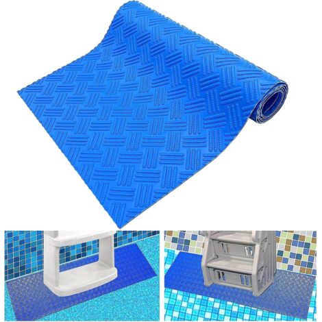 Tapis d'échelle de piscine antidérapant 60 x 23 cm, bleu moyen (1/5)