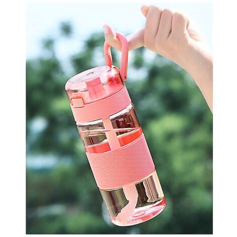 Bouteille d'eau rose en Tritan étanche sans BPA de 600 ml
