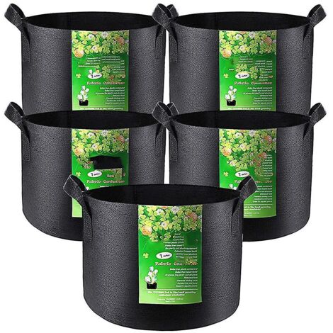 Lot de 5 sacs de culture pour plantes de 3 gallons en tissu non tissé robuste avec poignées (1/5)