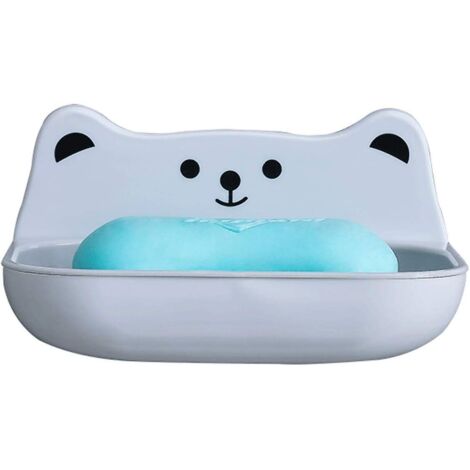 Porte-savon mural en plastique gris pour salle de bain haut de gamme, compatible avec différents types de savons (1/3)