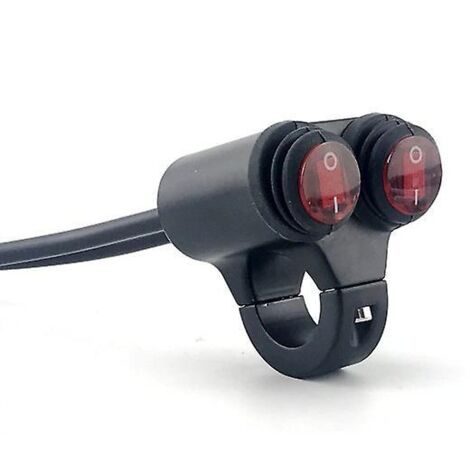 Interrupteur de guidon étanche 12 V à double commande pour moto avec voyant lumineux pour phare, feux de détresse, feu stop et antibrouillard (1/4)