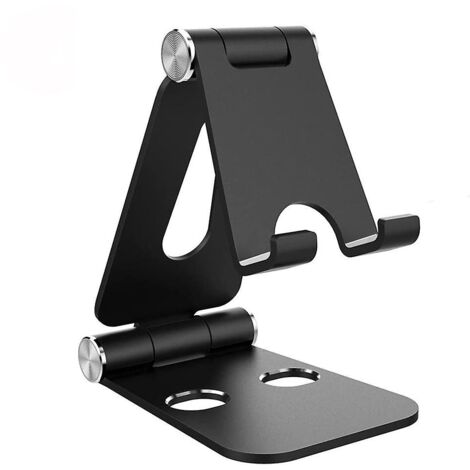 Support de bureau en aluminium pour tablette et téléphone portable - Noir (1/5)