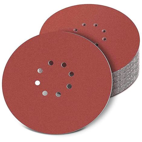 Lot de 30 disques de ponçage de 225 mm, grains 120 et 240, papier de verre circulaire à 8 trous pour ponceuses à sec et ponceuses à main. (1/5)