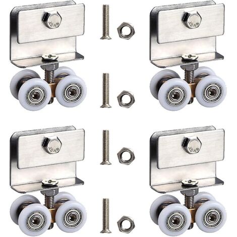 Roulettes pour porte coulissante en verre de salle de bain avec système de rails en cuivre et en acier inoxydable (1/5)