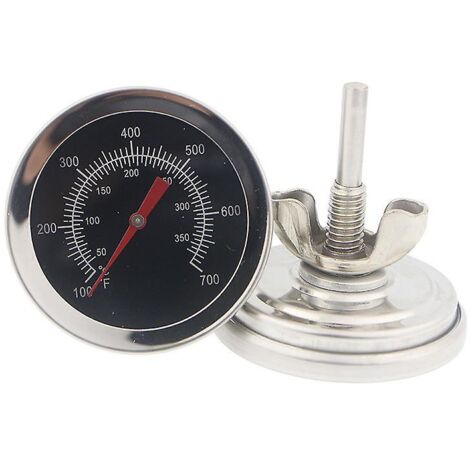 Thermomètre pour fumoir de barbecue en acier inoxydable, plage de température de 100 à 700 °F (1/4)