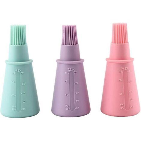 Ensemble de 3 flacons d'huile en silicone avec goupillons pour la cuisine, la pâtisserie et le barbecue (1/5)