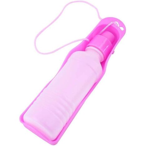 Distributeur d'eau portable en plastique pour animaux de compagnie - Bouteille d'eau de voyage rose de 250 ml/500 ml (1/5)