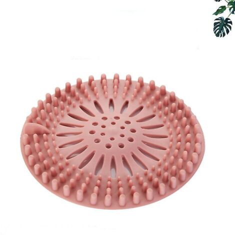 Bouchon et récupérateur de cheveux en silicone pour bonde de douche avec ventouse, rose - Pour la cuisine et la salle de bain (1/5)
