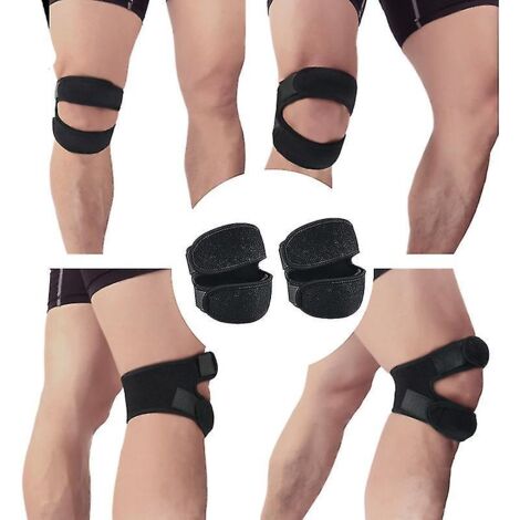 Genouillères rotuliennes réglables (2 pièces) pour hommes et femmes - Orthèse de genou pour le soutien des tendons, le soulagement de la douleur, le basketball, l'arthrite, la course à pied (noir)