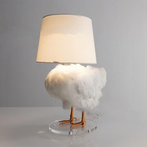 Lampe de bureau LED style vintage en forme de poulet empaillé (1/3)