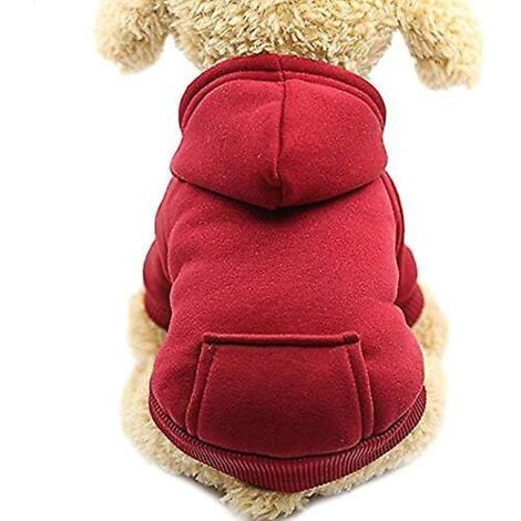 Manteau d'hiver à capuche en coton rouge bordeaux avec motif chat et poche extérieure, taille S (1/5)