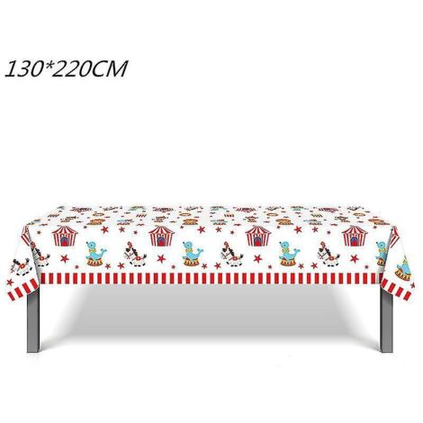 Kit de fête d'anniversaire sur le thème du cirque et du carnaval : assiettes, gobelets, serviettes, nappe, ballons, banderole. Décorations pour une fête sur le thème des animaux. Nappe (1 pièce). (1/4)