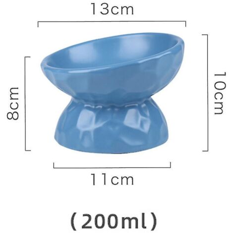 Gamelle surélevée en céramique pour chat, gamelle inclinée anti-stress pour chat, moins de 200 ml, petite, bleue (1/5)