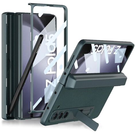Étui pour Samsung Galaxy Z Fold 5 avec porte-stylet intégré et charnière magnétique, protection d'écran verte (1/5)
