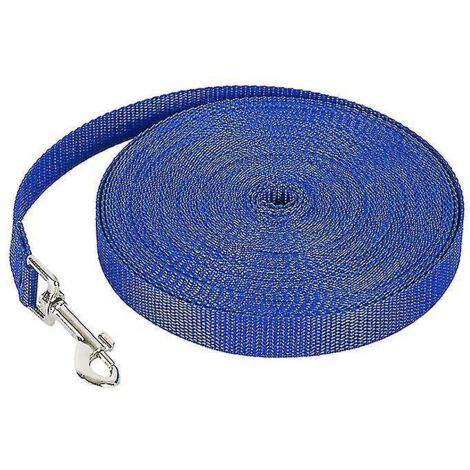 Laisse pour chien de 30 m, laisse de pistage extérieure pour grands chiens - 9 m x 1,5 cm - bleue (1/5)