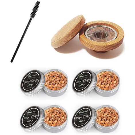 Kit fumoir à cocktails avec copeaux de bois aromatisés, style cheminée. (1/3)