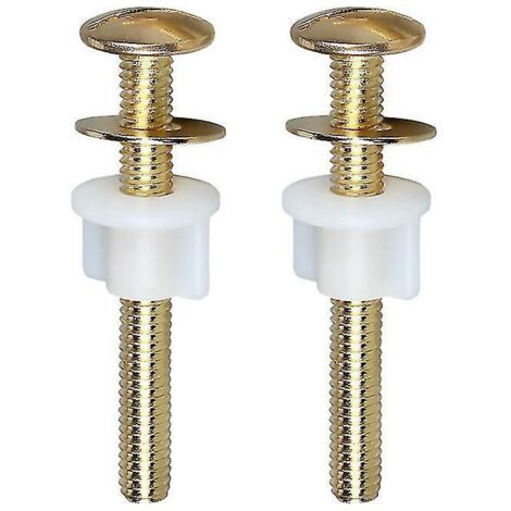Lot de 2 vis et boulons universels pour abattant de toilette, robustes, avec écrous en plastique et rondelles métalliques, pièces de rechange pour abattant à fixation supérieure. (1/5)