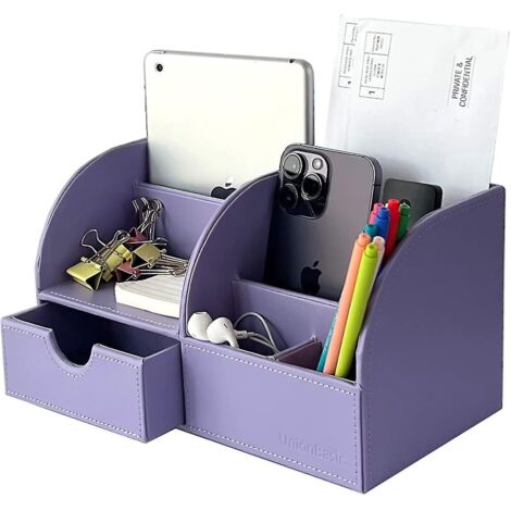 Organiseur de bureau Unionbasic, organiseur de bureau multifonctionnel en cuir, porte-stylo - Biness Porte-cartes/stylo/crayon/téléphone portable/articles de papeterie StoraPurple (1/5)