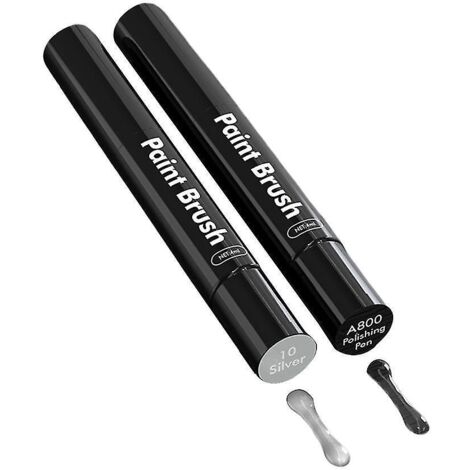 Kit de retouche peinture pour rayures de voiture - Stylo applicateur pinceau - 2 pièces - Argent (1/5)