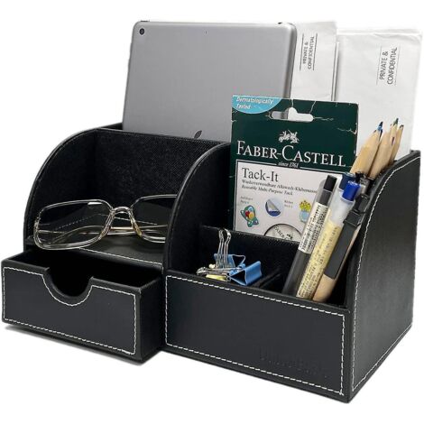 Organiseur de bureau Unionbasic, organiseur de bureau multifonctionnel en cuir, porte-stylo - Biness Porte-cartes/stylo/crayon/téléphone portable/articles de papeterie StoraBlack Revised (1/5)