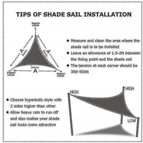 Voile d'ombrage triangulaire imperméable, 10 tailles, pour jardin, terrasse ou fête en extérieur. Protection solaire optimale (95 % UV). Corde incluse. Jm5-4x4x5,7M-Orange. (1/3)