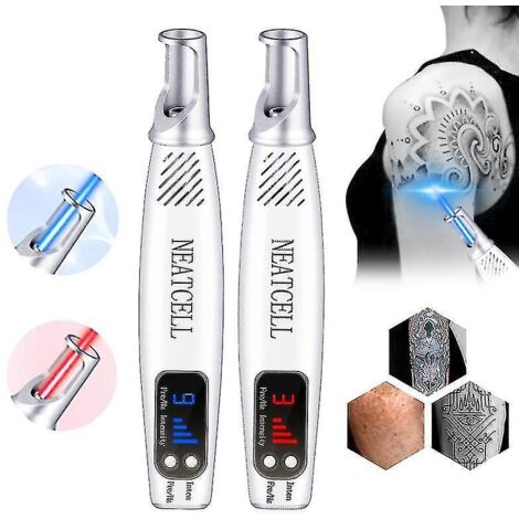 Stylo laser picoseconde pour le traitement des tatouages, cicatrices, grains de beauté et taches de rousseur, acné et pigmentation cutanée. Coffret cadeau d'instruments de beauté portable. Lumière rou