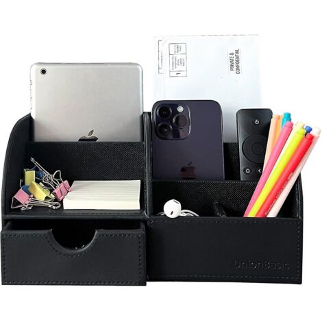 Organiseur de bureau Unionbasic, organiseur de bureau multifonctionnel en cuir, porte-stylo - Biness Porte-cartes/stylo/crayon/téléphone portable/articles de papeterie StoraBlack (1/5)