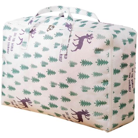 Sac de rangement respirant pour couettes avec fermeture éclair, en tissu non tissé anti-déformation, pour couvertures, t-shirts et bien plus encore - Taille L - Elk
