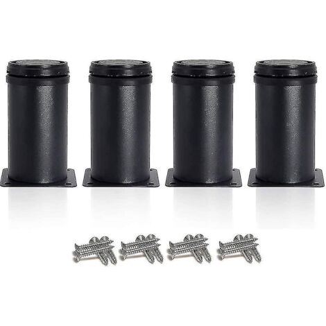 Pieds de meuble 4 pieds noirs réglables hauteur 80 mm, pieds épais pour meubles et tables (1/5)