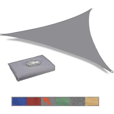 Voile d'ombrage triangulaire imperméable, 10 tailles, pour jardin, terrasse ou fête en extérieur. Protection solaire optimale (95 % UV). Corde incluse. JM5 - 4 x 4 x 5,7 m - blanc crème. (1/3)