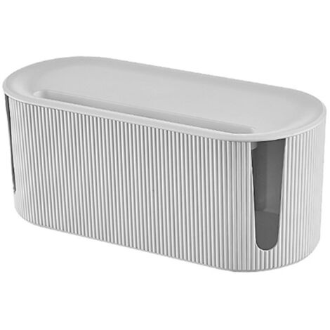 Boîte de rangement pour câbles avec couvercle, idéale pour dissimuler les multiprises et les cordons d'alimentation. Blanc. (1/4)