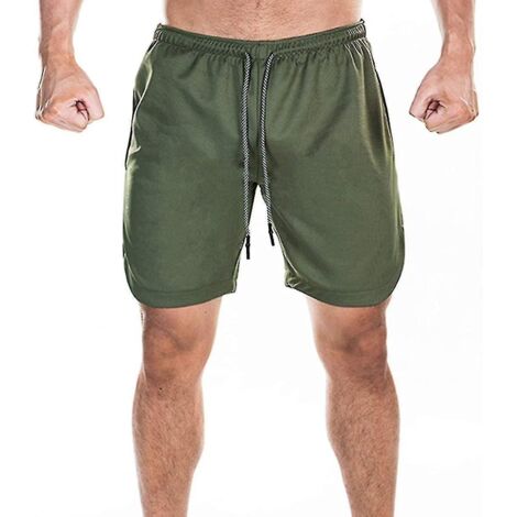 Short de sport 2 en 1 pour homme, idéal pour la course, la salle de sport et l'entraînement. Séchage rapide. Taille XXL. Vert. (1/4)