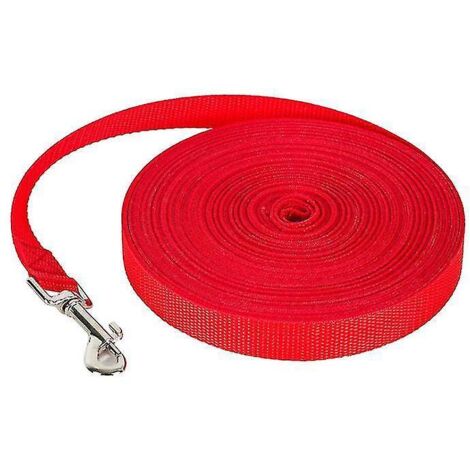 Laisse pour chien de 30 m, laisse de pistage extérieure pour grands chiens - 10 m x 1,5 cm - Rouge (1/5)