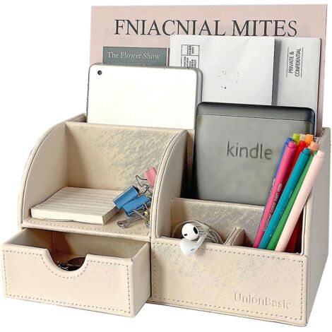 Organiseur de bureau Unionbasic, organiseur de bureau multifonctionnel en cuir, porte-stylo - Biness Porte-cartes/stylo/crayon/téléphone portable/articles de papeterie StoraBeige Revised (1/5)