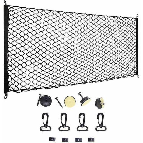 Filet de coffre de voiture 115 x 60 cm en nylon élastique, filet de protection multifonctionnel pour coffre de voiture avec séparateur pour chien (1/5)