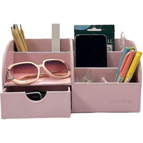 Organiseur de bureau Unionbasic, organiseur de bureau multifonctionnel en cuir, porte-stylo - Biness, porte-cartes/stylo/crayon/téléphone portable/articles de papeterie StoraOrchid Pink (1/5)