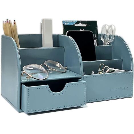 Organiseur de bureau Unionbasic, organiseur de bureau multifonctionnel en cuir, porte-stylo - Biness Porte-cartes/stylo/crayon/téléphone portable/articles de papeterie StoraMaui Bleu (1/5)