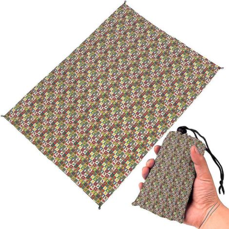 Couverture de plage imprimée anti-sable - Tapis extra large compatible avec les pique-niques en plein air - Imperméable, pliable et portable pour le camping et la pêche - 1 x 1,4 m - Style 4 (1/4)