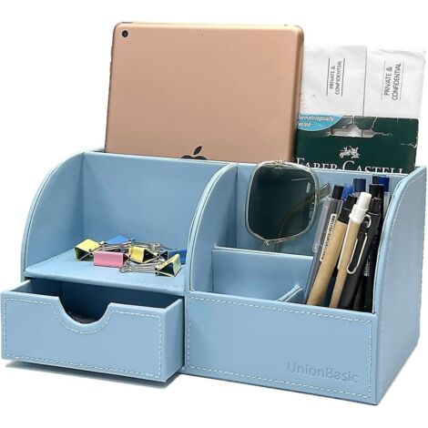 Organiseur de bureau Unionbasic, organiseur de bureau multifonctionnel en cuir, porte-stylo - Biness Porte-cartes/stylo/crayon/téléphone portable/articles de papeterie StoraBlue Révisé (1/5)