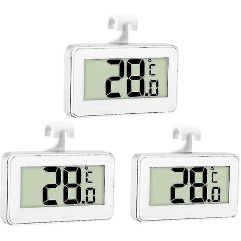 3 thermomètres numériques pour réfrigérateur et congélateur, étanches, avec écran LCD et crochet pour la mesure de la température. (1/5)