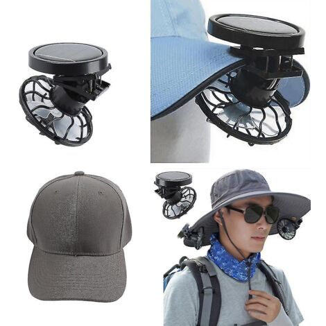 Mini ventilateur solaire à clipser sur casquette, gris, pour extérieur et casquettes de baseball (1/5)