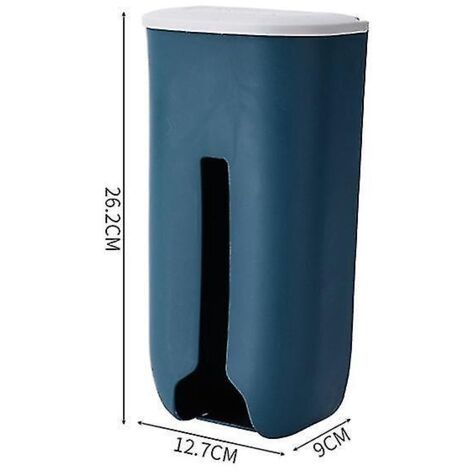 Distributeur mural de sacs poubelle rechargeables pour la cuisine, bleu foncé. (1/5)