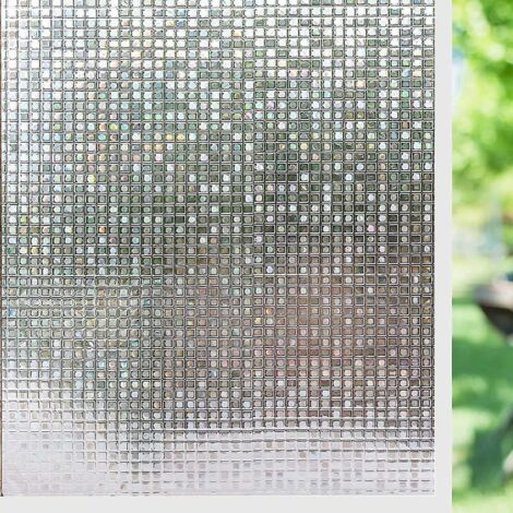 Film décoratif opaque pour vitres, effet givré, sans adhésif, amovible, idéal pour salle de bain et porte de douche - 45 x 300 cm - Argent (1/5)