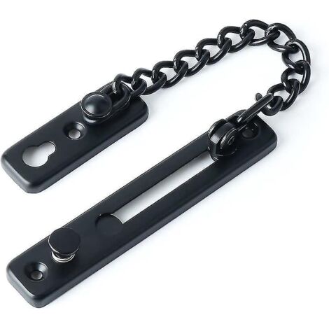 Chaîne de sécurité pour porte étroite, limiteur de porte à ressort, verrou antivol avec vis pour porte intérieure, finition acier inoxydable noir mat (1/5)