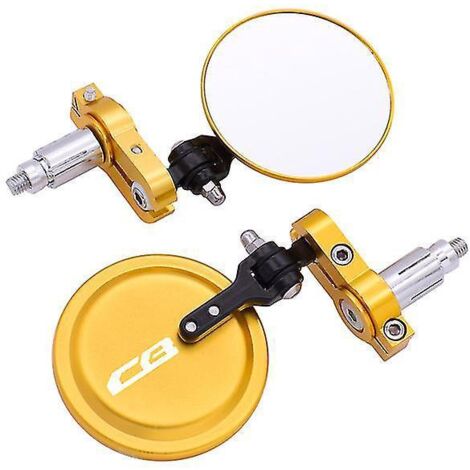 Rétroviseurs de moto ronds pliables de 7,6 cm (3 pouces) pour embout de guidon Honda CB125R, CB650R, CB190R, CB250R, CB300R, CB400, CB500X et CB1000R - Or (1/5)