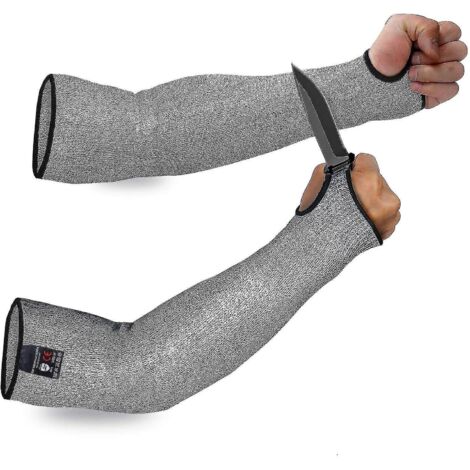 1 paire de manchons anti-coupures pour les bras, résistants aux coupures et aux morsures - 35 cm - Gris (1/5)